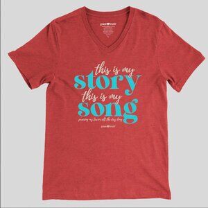 Kerusso Women's Cotton Adult V-neck Short Sleeve T-Shirt "This Is My Story" New